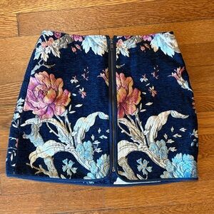 JACK by BB Dakota Floral Embroidered Navy Skirt